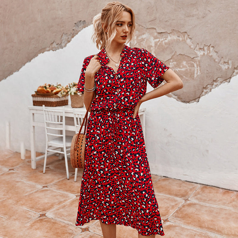 Bedrucktes V-Ausschnitt Kleid – Marielle
