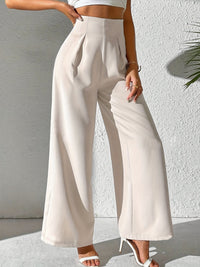 Elegante Damenhose mit Hohem Bund und Weitem Bein-Luzern Mode