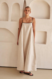 Beige Sommerkleid mit femininem Silhouette – Isara