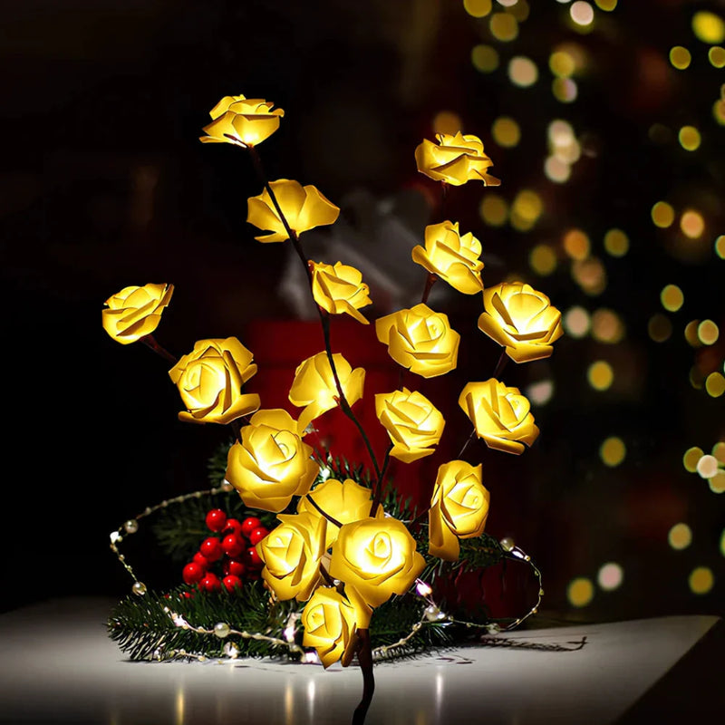 Beleuchtete Dekorative Zweige | Biegsam | LED | Kabellos | Nachhaltig-Weiße Rose-Luzern Mode