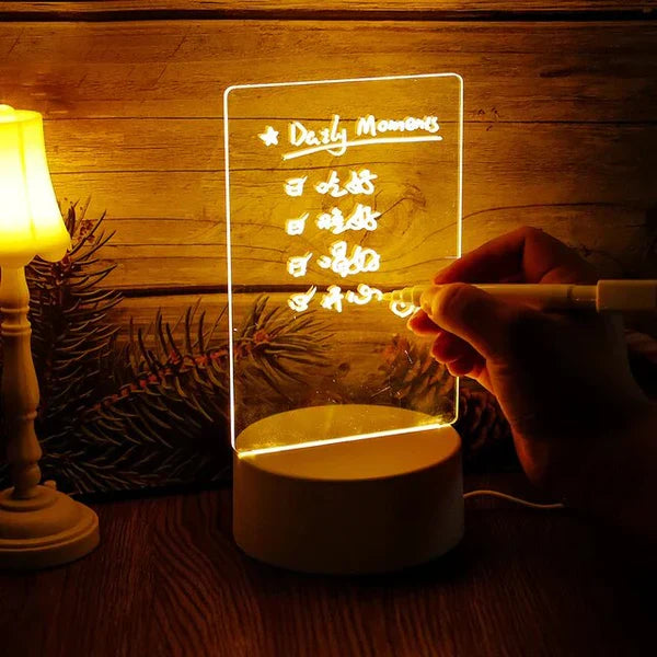 Beleuchtetes Notizbuch | Praktisch | Stilvoll | Einzigartig | Acryl | Vielseitig | USB-Warmes Licht (Licht ohne Schalter) + Wipe + Offen-Luzern Mode