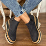 Damen Stiefeletten mit Keilabsatz und Reißverschluss-Schwarz-35-Luzern Mode