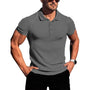 Atmungsaktiv | hochelastisch | Slim Fit | Feinstrick | Knopfleiste | Kurzarm-Grau-S-Luzern Mode