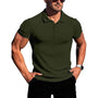 Atmungsaktiv | hochelastisch | Slim Fit | Feinstrick | Knopfleiste | Kurzarm-Olivgrün-S-Luzern Mode