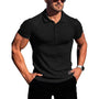 Atmungsaktiv | hochelastisch | Slim Fit | Feinstrick | Knopfleiste | Kurzarm-Schwarz-S-Luzern Mode
