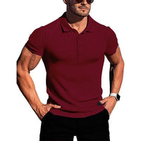 Atmungsaktiv | hochelastisch | Slim Fit | Feinstrick | Knopfleiste | Kurzarm-Weinrot-S-Luzern Mode