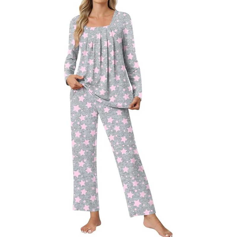 Damen Pyjama Set mit Punkten - Bequemes Nachtwäsche Set-Luzern Mode