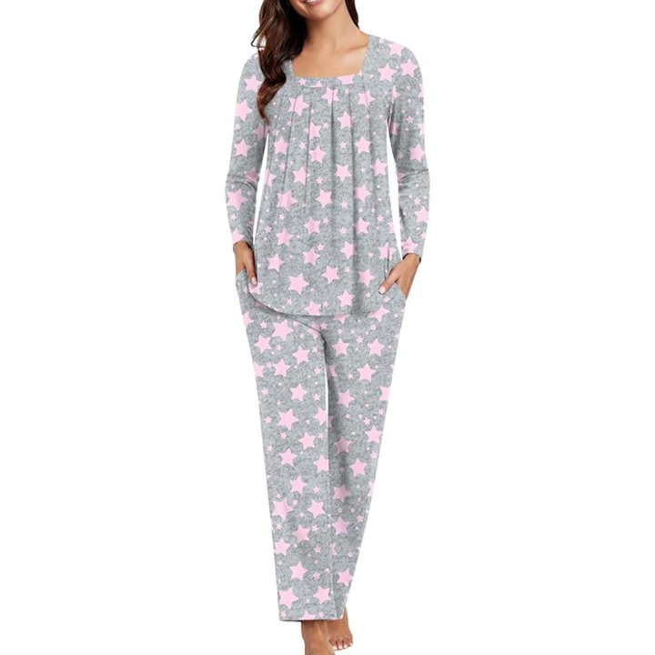 Damen Pyjama Set mit Punkten - Bequemes Nachtwäsche Set-Luzern Mode
