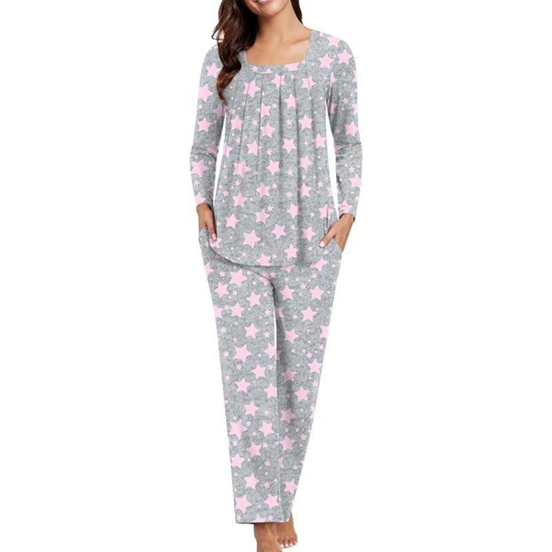 Damen Pyjama Set mit Punkten - Bequemes Nachtwäsche Set-Luzern Mode