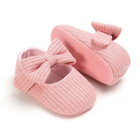 Babyschuhe mit Schleife - Weiche Strickschuhe für Neugeborene-0-6 Monate-Rosa Schleife-Luzern Mode