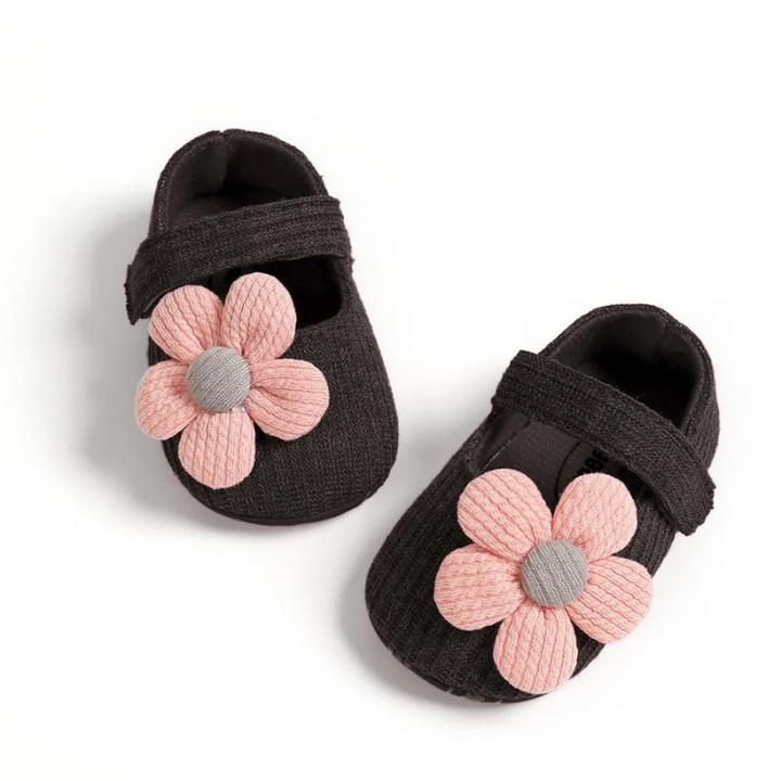 Babyschuhe mit Schleife - Weiche Strickschuhe für Neugeborene-0-6 Monate-Schwarze Blume-Luzern Mode