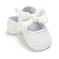 Babyschuhe mit Schleife - Weiche Strickschuhe für Neugeborene-0-6 Monate-Weiße Schleife-Luzern Mode