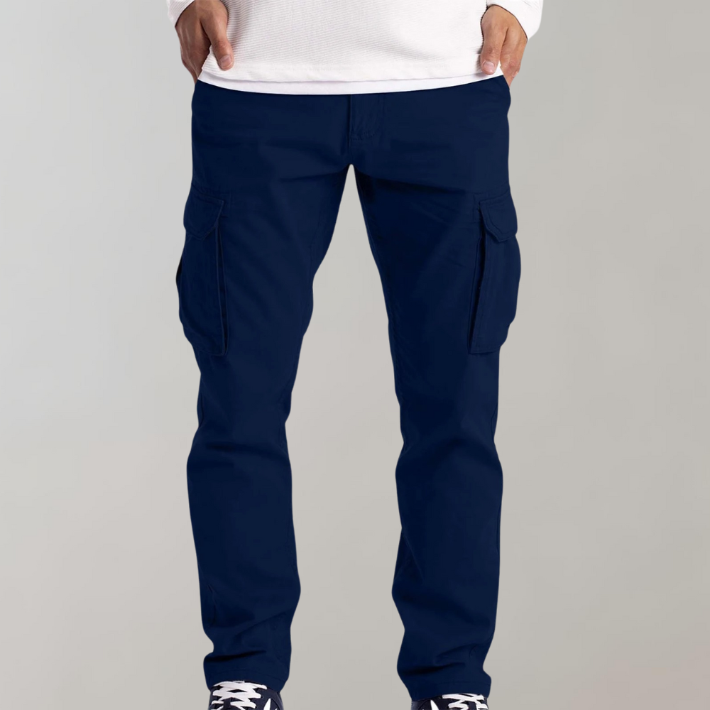 Herren Cargo Hose mit Taschen - Bequeme Freizeithose-Blau-XS-Luzern Mode