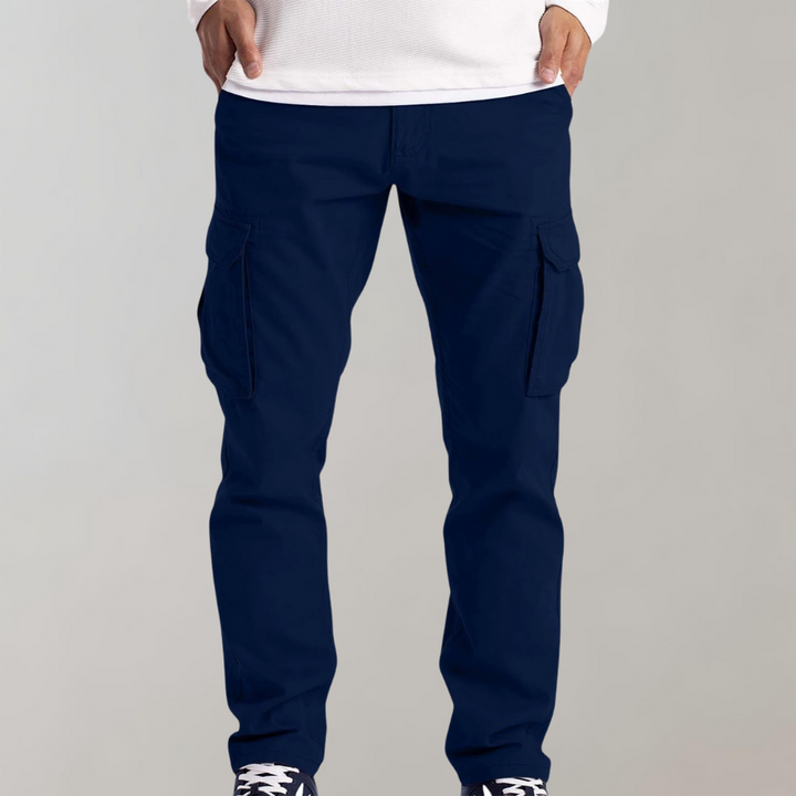 Herren Cargo Hose mit Taschen - Bequeme Freizeithose-Blau-XS-Luzern Mode