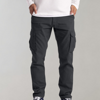 Herren Cargo Hose mit Taschen - Bequeme Freizeithose-Dunkelgrau-XS-Luzern Mode
