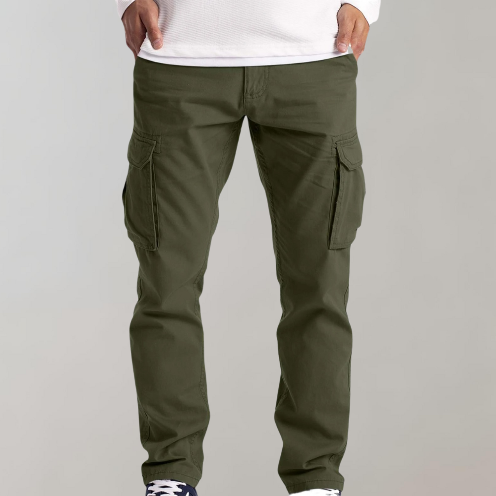 Herren Cargo Hose mit Taschen - Bequeme Freizeithose-Grün-XS-Luzern Mode