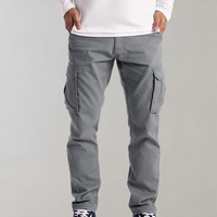 Herren Cargo Hose mit Taschen - Bequeme Freizeithose-Hellgrau-XS-Luzern Mode