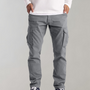 Herren Cargo Hose mit Taschen - Bequeme Freizeithose-Hellgrau-XS-Luzern Mode