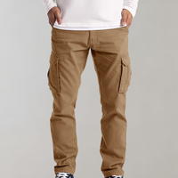 Herren Cargo Hose mit Taschen - Bequeme Freizeithose-Khaki-XS-Luzern Mode