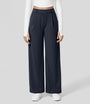 Damen Weite Hose mit Hohem Bund und Eleganten Falten-Dunkelblau-S-36-Luzern Mode