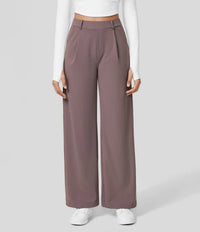 Damen Weite Hose mit Hohem Bund und Eleganten Falten-Luzern Mode