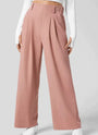Damen Weite Hose mit Hohem Bund und Eleganten Falten-Rosa-S-36-Luzern Mode