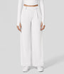 Damen Weite Hose mit Hohem Bund und Eleganten Falten-Weiß-S-36-Luzern Mode