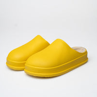 Damen Hausschuhe | Slipper | Geschlossene Spitze | EVA | Weiches Fußbett | rutschfest-Gelb-35-Luzern Mode
