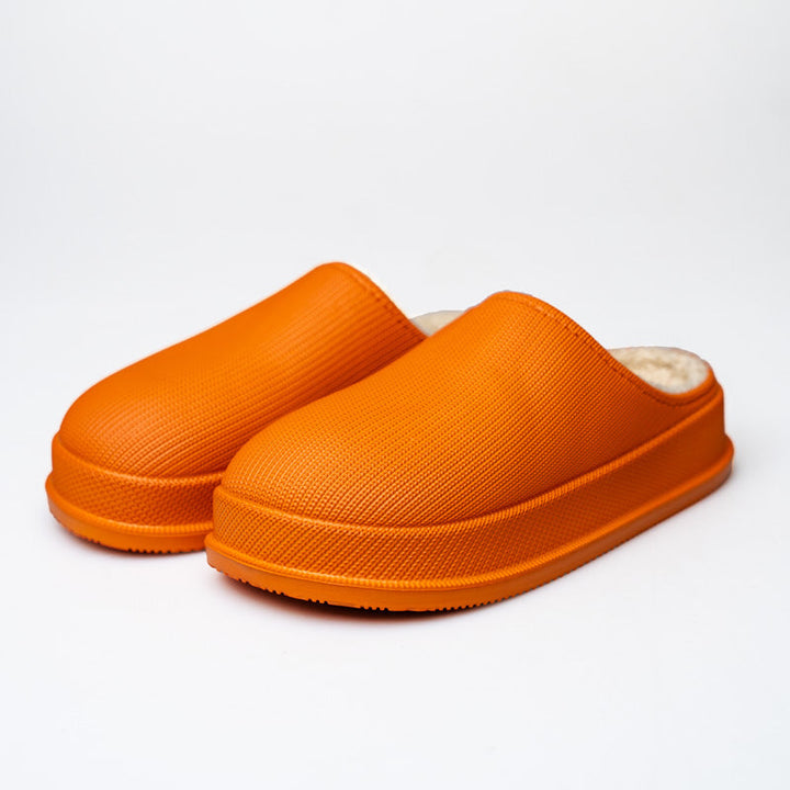 Damen Hausschuhe | Slipper | Geschlossene Spitze | EVA | Weiches Fußbett | rutschfest-Orange-35-Luzern Mode
