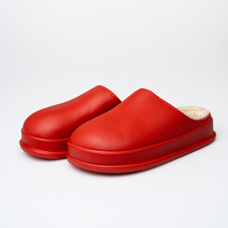 Damen Hausschuhe | Slipper | Geschlossene Spitze | EVA | Weiches Fußbett | rutschfest-Rot-35-Luzern Mode