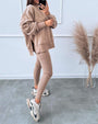 Damen Sweatshirt und Leggings Set - Bequemes Freizeitoutfit-Braun-S-Luzern Mode