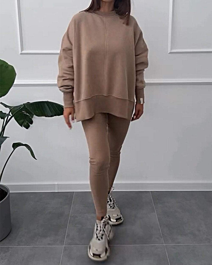 Damen Sweatshirt und Leggings Set - Bequemes Freizeitoutfit-Luzern Mode