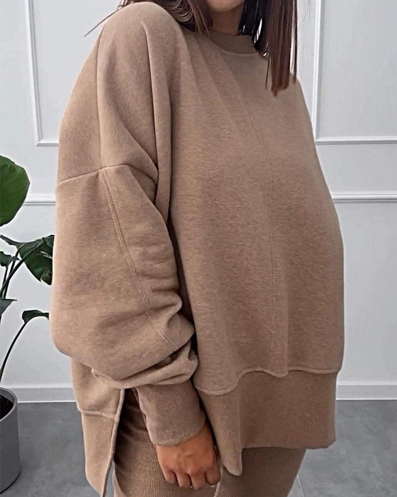 Damen Sweatshirt und Leggings Set - Bequemes Freizeitoutfit-Luzern Mode