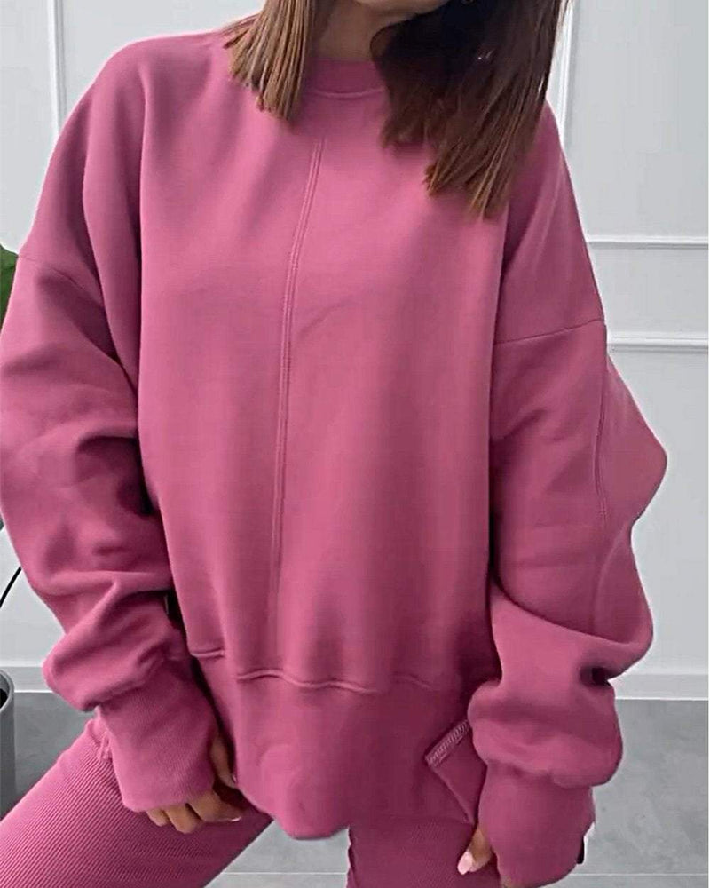 Damen Sweatshirt und Leggings Set - Bequemes Freizeitoutfit-Luzern Mode