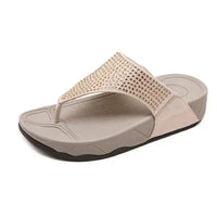 Damen Slipper Sommer | Strass & Plateau Sohle | Bequem & Modisch Style-Beige-36-Luzern Mode