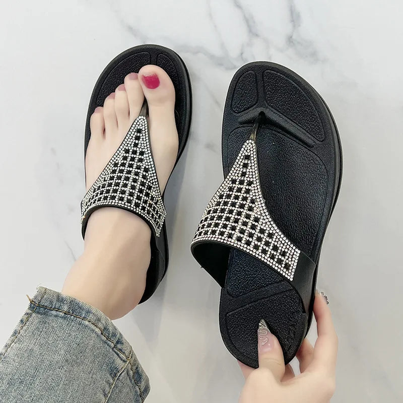Damen Slipper Sommer | Strass & Plateau Sohle | Bequem & Modisch Style-Luzern Mode