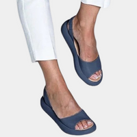 Damen Sommerschuhe | Bequem | Fischmaul Design | Dicke Sohle | Luftig | Strand-Blau-35-Luzern Mode