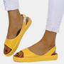 Damen Sommerschuhe | Bequem | Fischmaul Design | Dicke Sohle | Luftig | Strand-Gelb-35-Luzern Mode