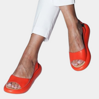 Damen Sommerschuhe | Bequem | Fischmaul Design | Dicke Sohle | Luftig | Strand-Orange-35-Luzern Mode