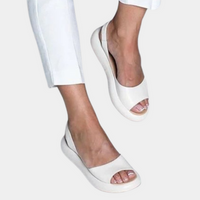 Damen Sommerschuhe | Bequem | Fischmaul Design | Dicke Sohle | Luftig | Strand-Weiß-35-Luzern Mode