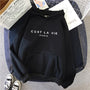 Unisex Hoodie mit "C'est La Vie Paris" Aufdruck, Kapuzenpullover-Schwarz-S-Luzern Mode