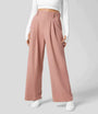 Elegante Damenhose mit weitem Bein und hohem Bund-Schickes Rosa-XS-Luzern Mode