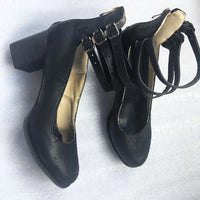 Vintage Damen Stiefeletten mit Blockabsatz und Riemen-Luzern Mode