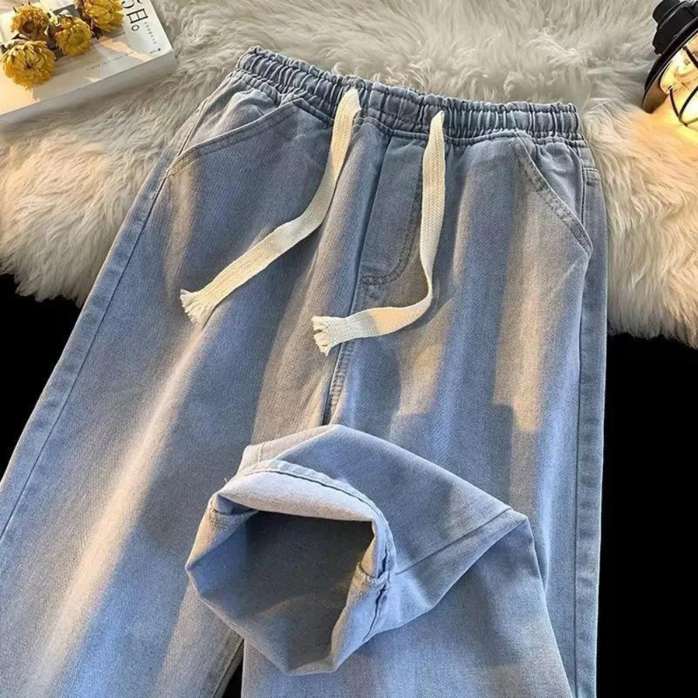 Damen Jeansshorts Vintage Look mit Elastikbund Casual-Luzern Mode
