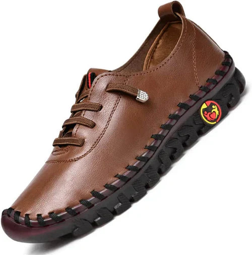Damenloafer | Flach | Leder | rutschfest | Slipper | Bequem-Braun-35-Luzern Mode