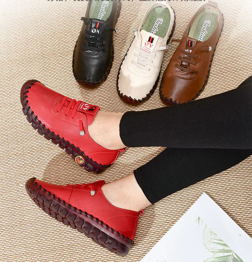 Damenloafer | Flach | Leder | rutschfest | Slipper | Bequem-Luzern Mode