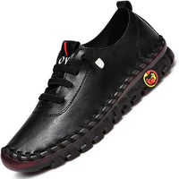 Damenloafer | Flach | Leder | rutschfest | Slipper | Bequem-Schwarz-35-Luzern Mode