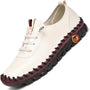Damenloafer | Flach | Leder | rutschfest | Slipper | Bequem-Weiß-35-Luzern Mode