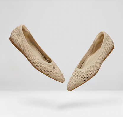 Ballerinas | Damen | Flexibel | Luftig | Rutschfest | Einstieg | Atmungsaktiv-Beige-35-Luzern Mode
