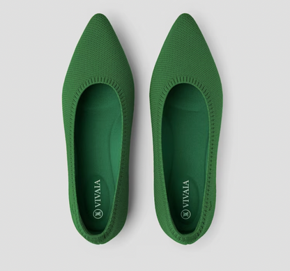Ballerinas | Damen | Flexibel | Luftig | Rutschfest | Einstieg | Atmungsaktiv-Dunkelgrün-35-Luzern Mode